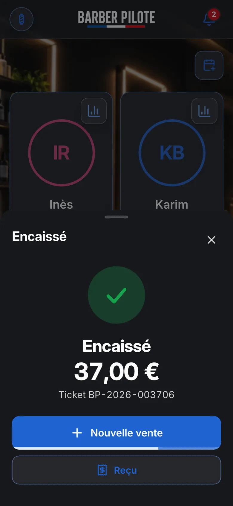 Étape 3 : carte ou espèces, c’est encaissé.
